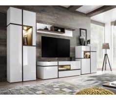 Komplet obývací stěna Cross bílá/bílý lesk