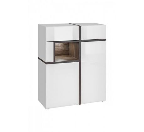 Skříň nízká Cross - bílá/bílý lesk