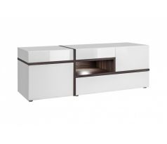 Televizní stolek Cross - bílá/bílý lesk