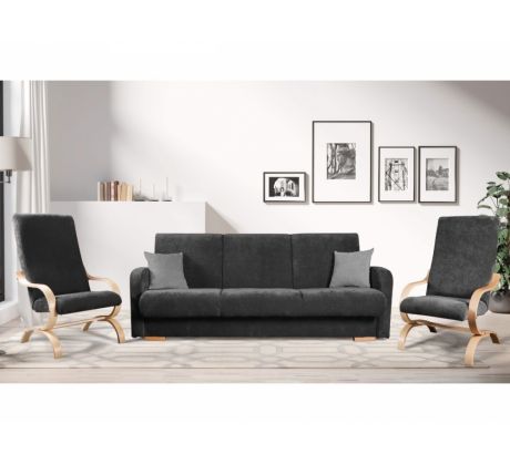 Sedací souprava klasická Laosa 3R+1+1 - tmavě šedá