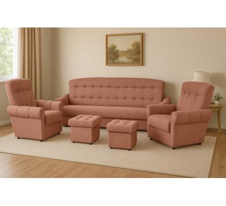 Sedací souprava klasická Simona 3R+1+1+2T - růžová