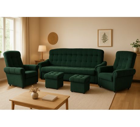 Sedací souprava klasická Simona 3R+1+1+2T - zelená