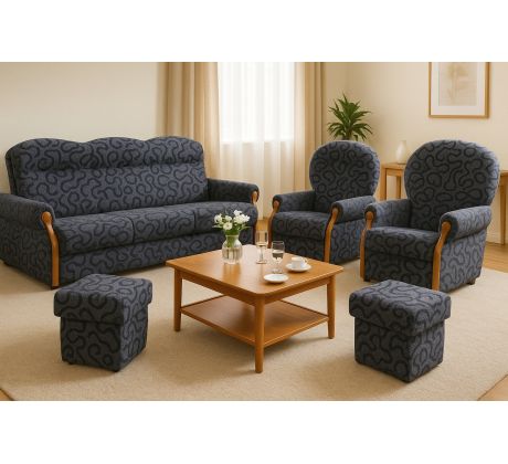 Sedací souprava klasická Kara 3R+1+1+2T