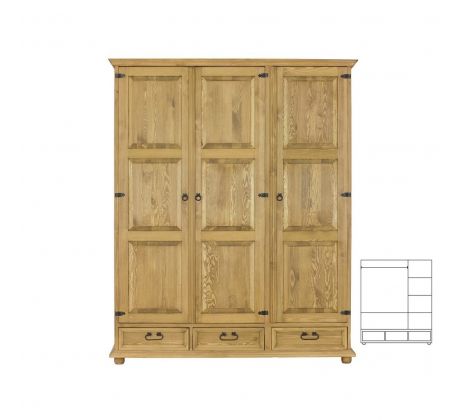 Skříň SF 802/1 - rustikální masiv borovice