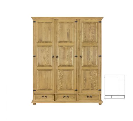 Skříň SF 702 - rustikální masiv borovice