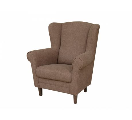 Křeslo Ušák Klipos - hnědé/nožky ořech