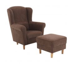 Křeslo Ušák Astrid + taburet - hnědé