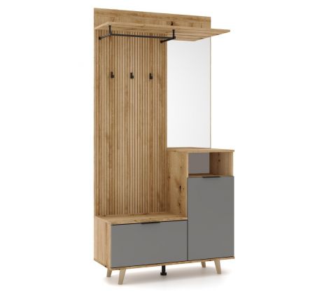 Předsíňová stěna (předsíň) Nodri - dub evoke/grafit