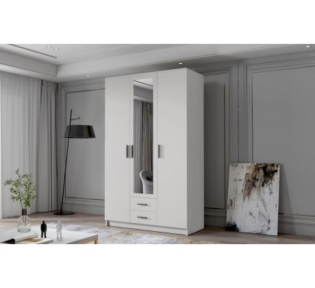 Skříň Arya se zrcadlem 120cm - černé úchytky